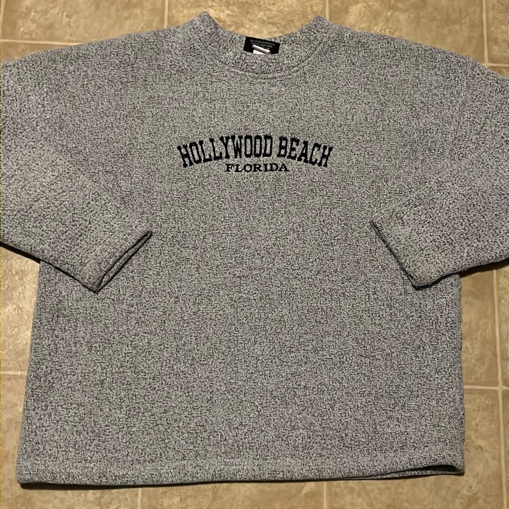 Exist sports gray Hollywood beach FL crew neck pullover made in USA